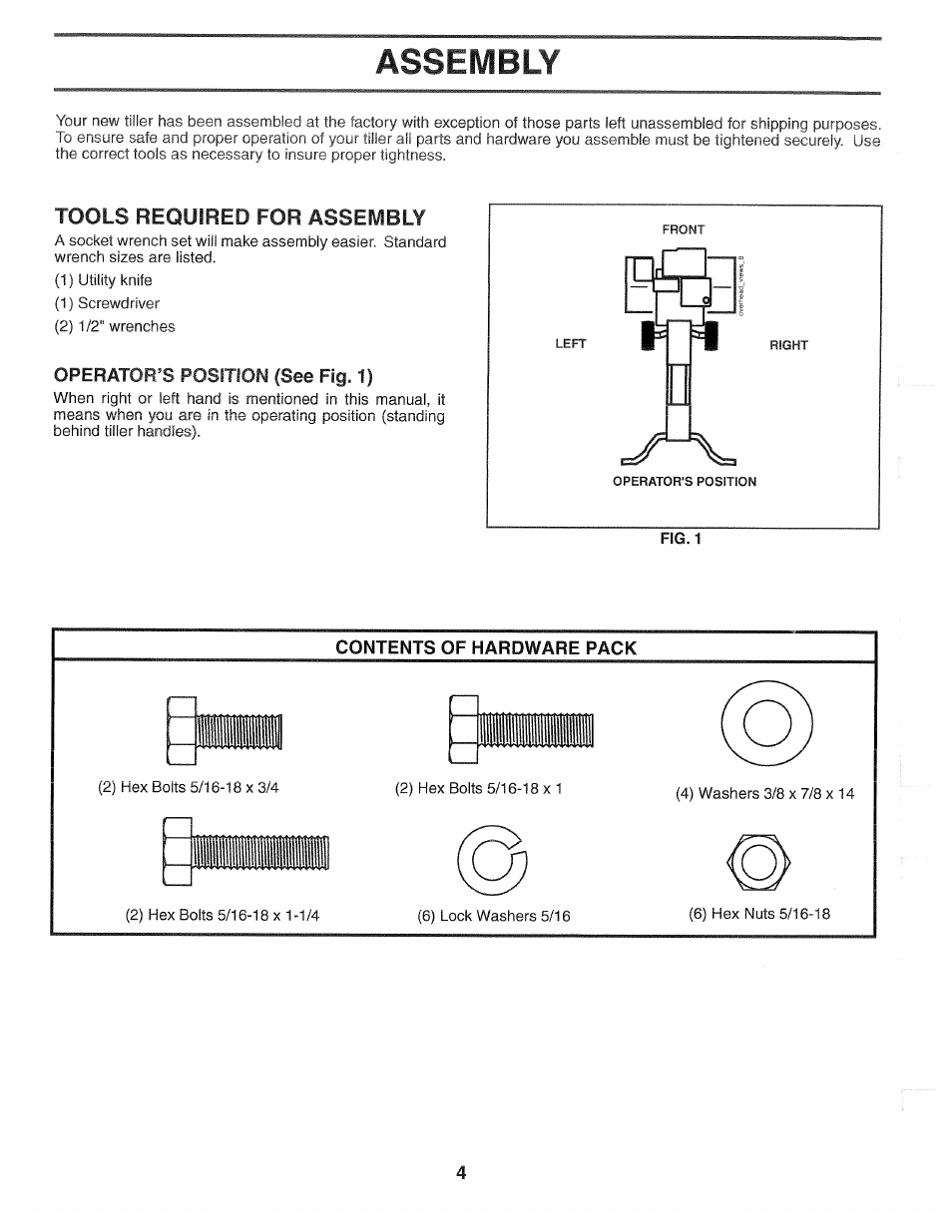 Assembly, Tools required for assembly | Poulan 194793 User Manual | Page 4 / 36