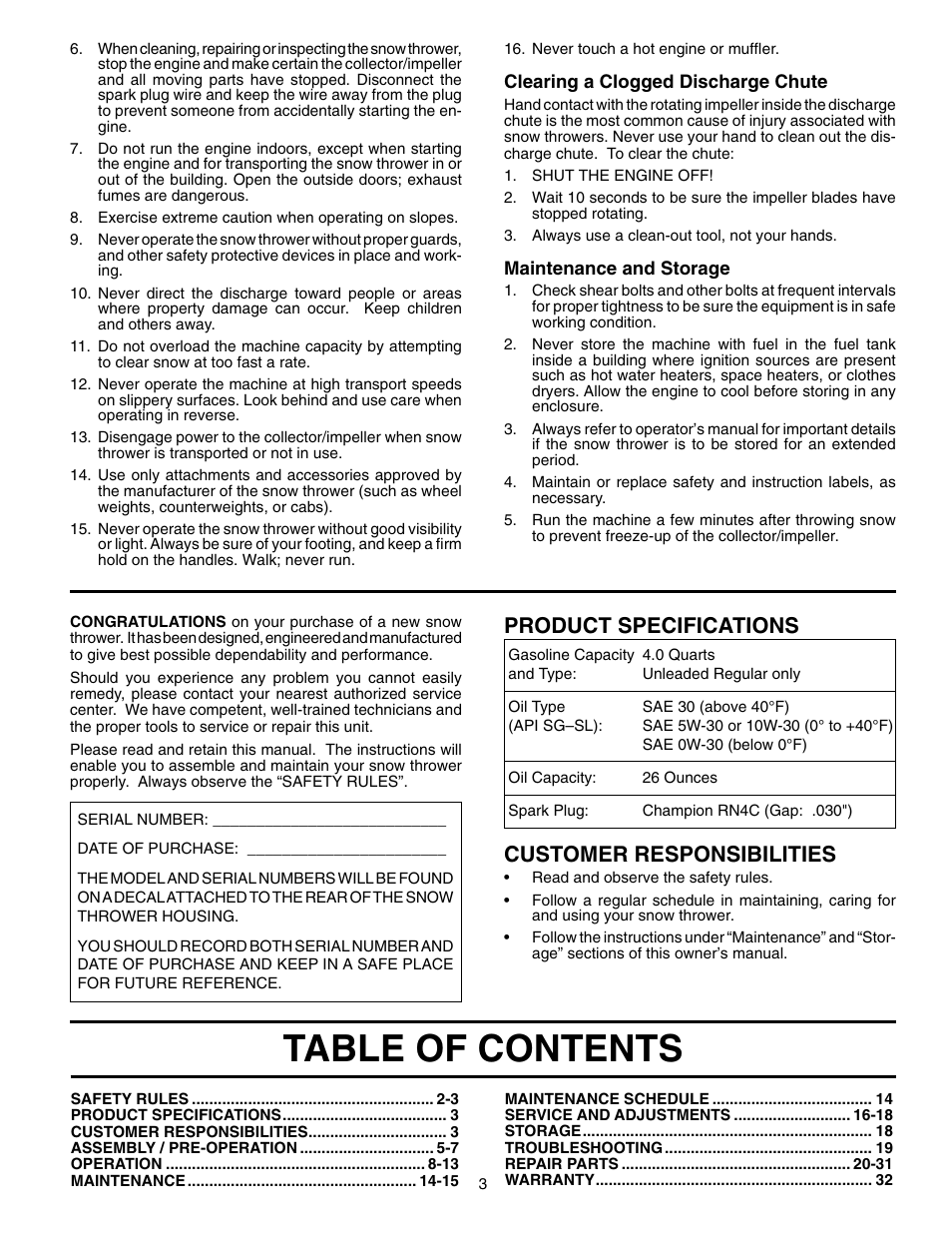 Poulan 96192000600 User Manual | Page 3 / 20