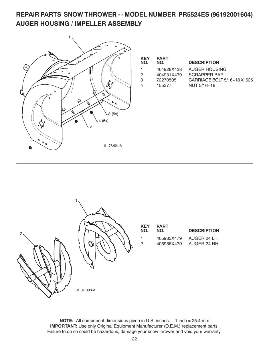 Poulan Pro PR5524ES SNOW THROWER User Manual | Page 22 / 40