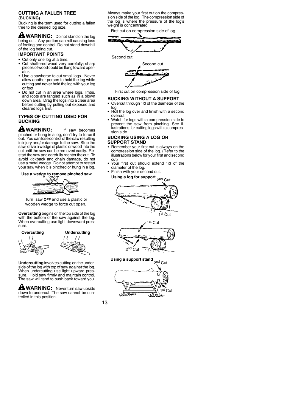 Warning | Poulan 545186803 User Manual | Page 13 / 20