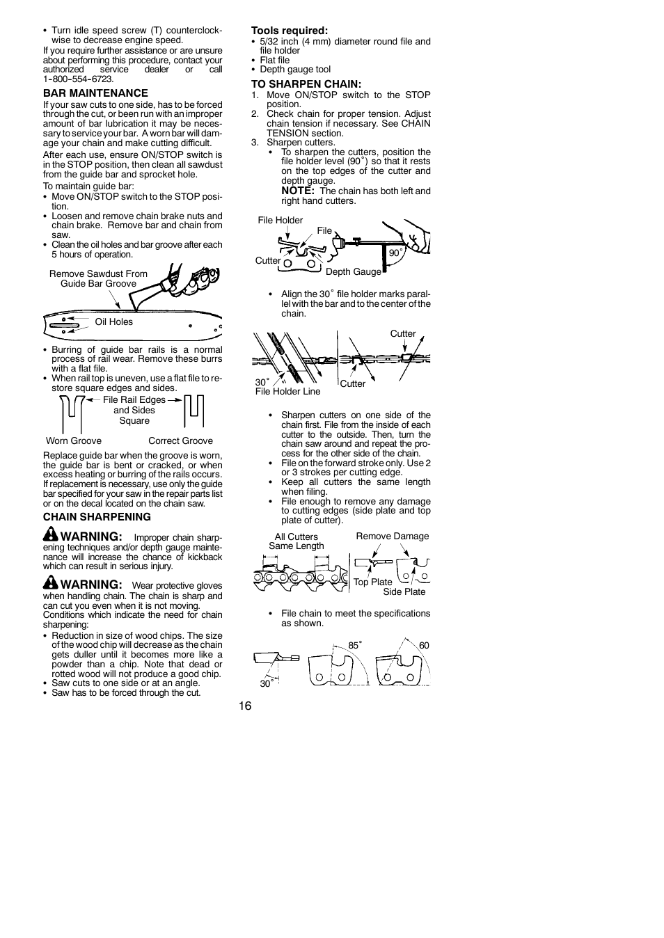 Warning | Poulan 545186803 User Manual | Page 16 / 20