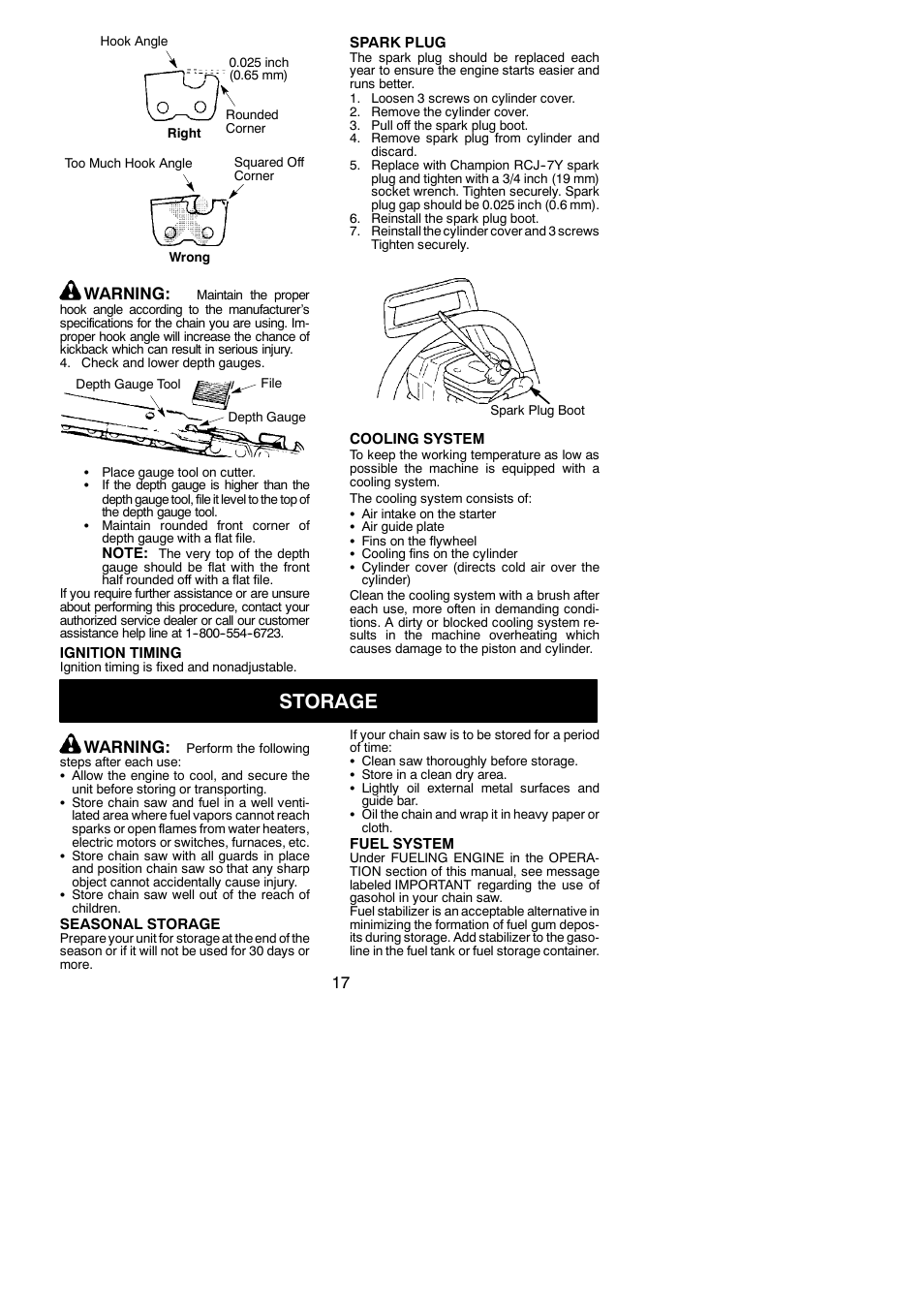 Storage, Warning | Poulan 545186803 User Manual | Page 17 / 20