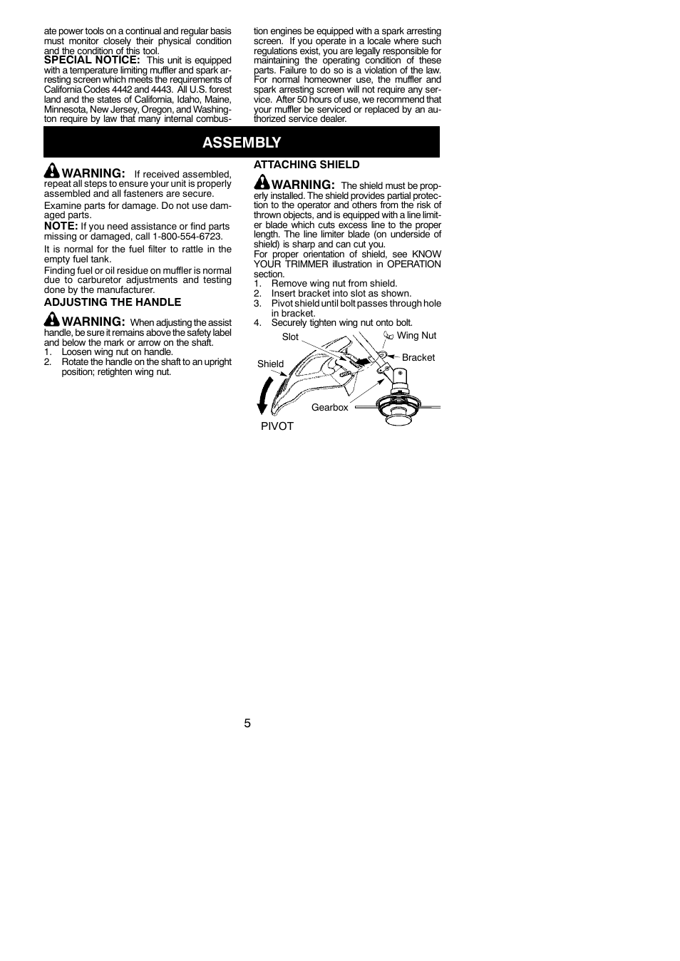 Assembly, Warning | Poulan 545186897 User Manual | Page 5 / 14