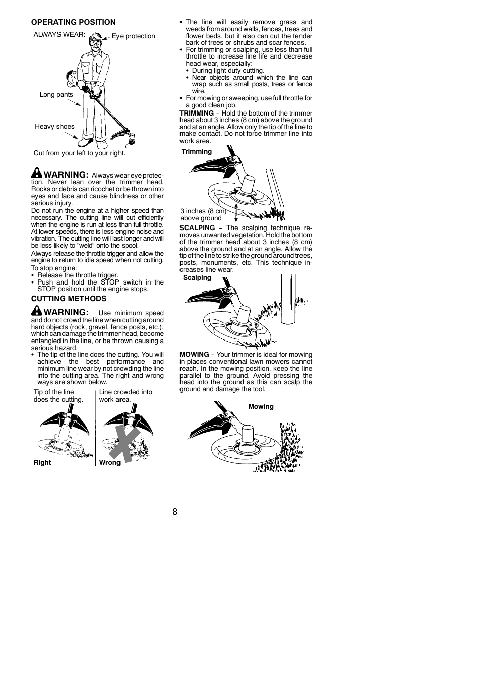 Warning | Poulan 545186897 User Manual | Page 8 / 14