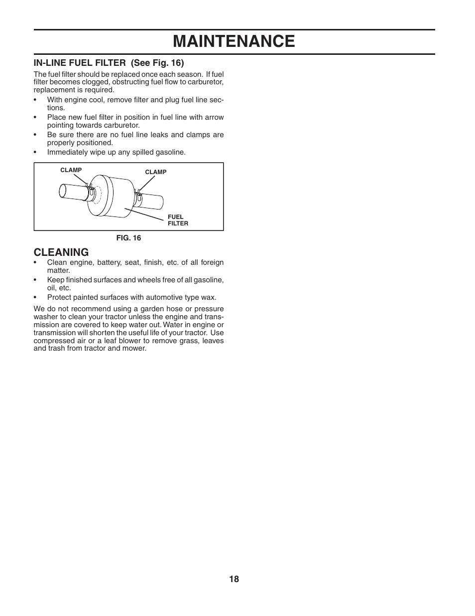 Maintenance, Cleaning | Poulan 188737 User Manual | Page 18 / 48