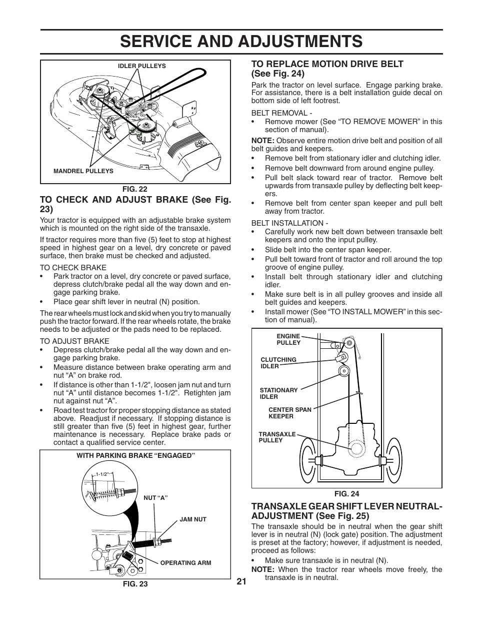 Service and adjustments | Poulan 188737 User Manual | Page 21 / 48