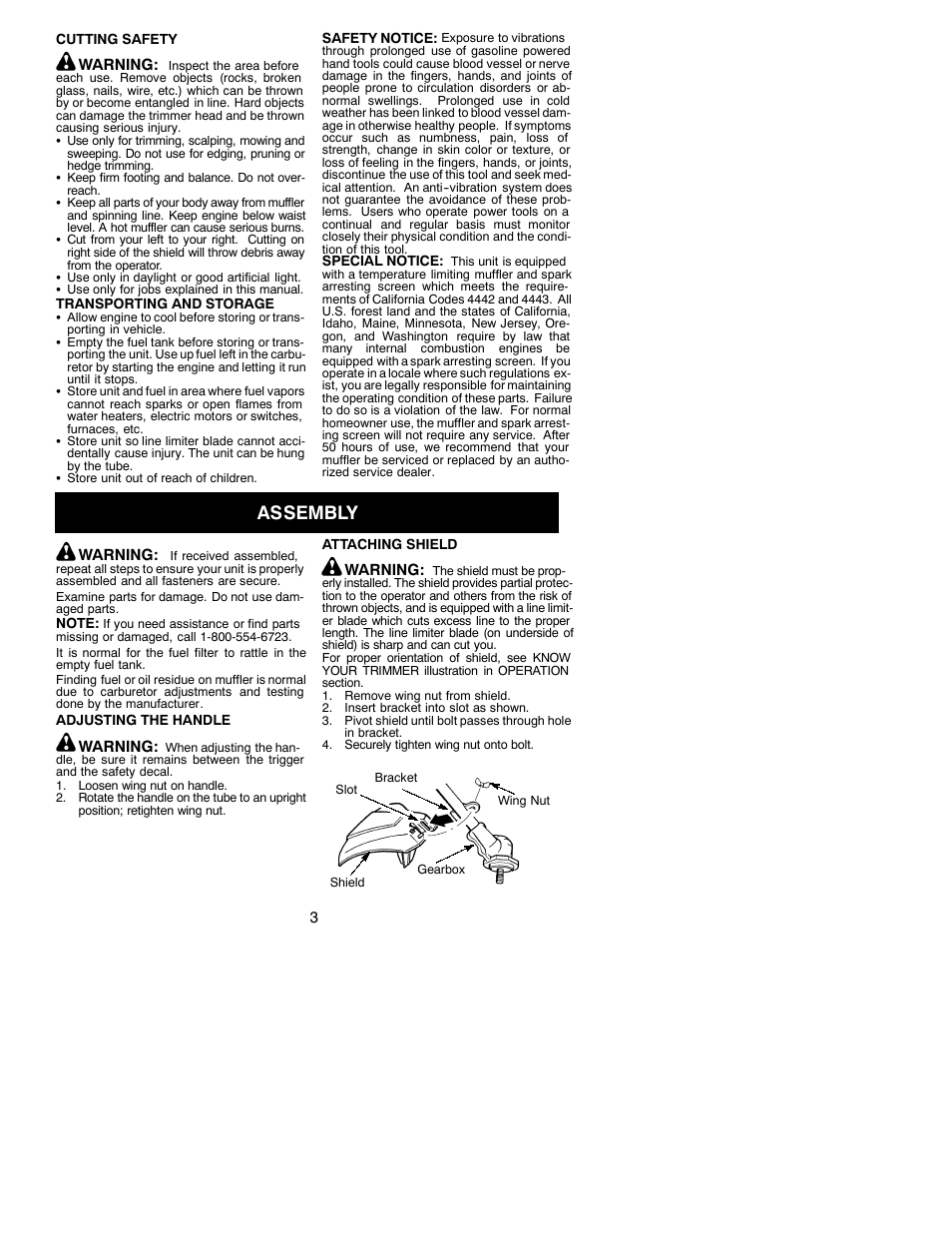 Assembly | Poulan PL500 User Manual | Page 3 / 11