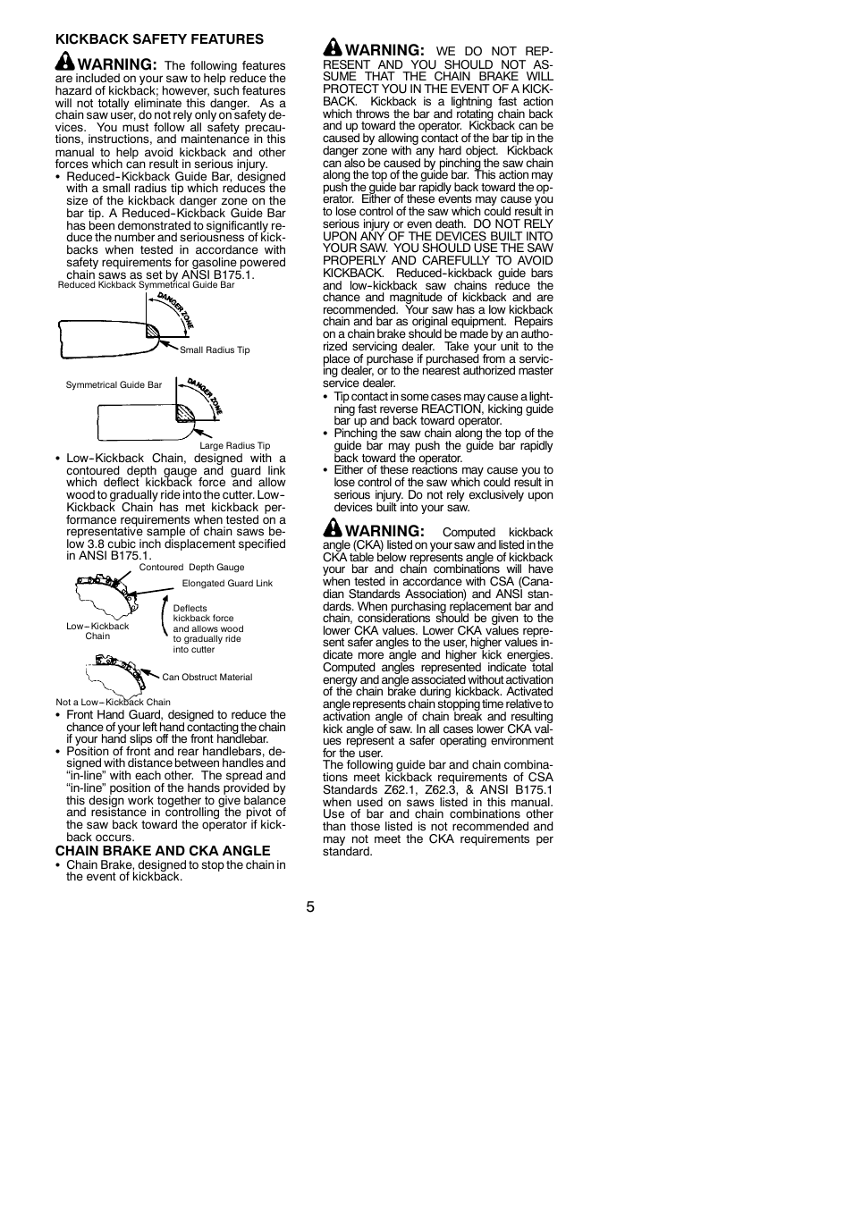 Warning | Poulan Pro PP3516 User Manual | Page 5 / 19