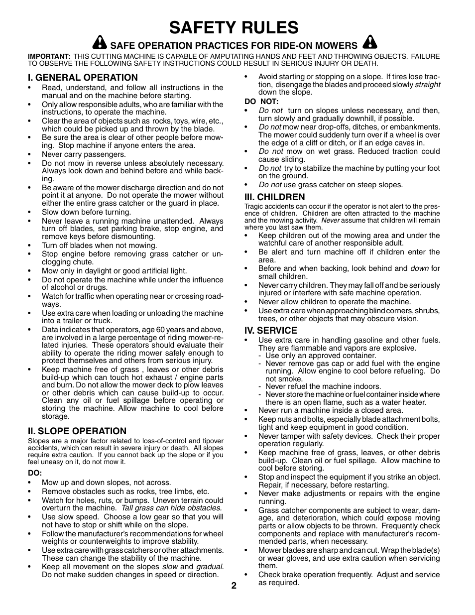 Safety rules | Poulan 192087 User Manual | Page 2 / 28