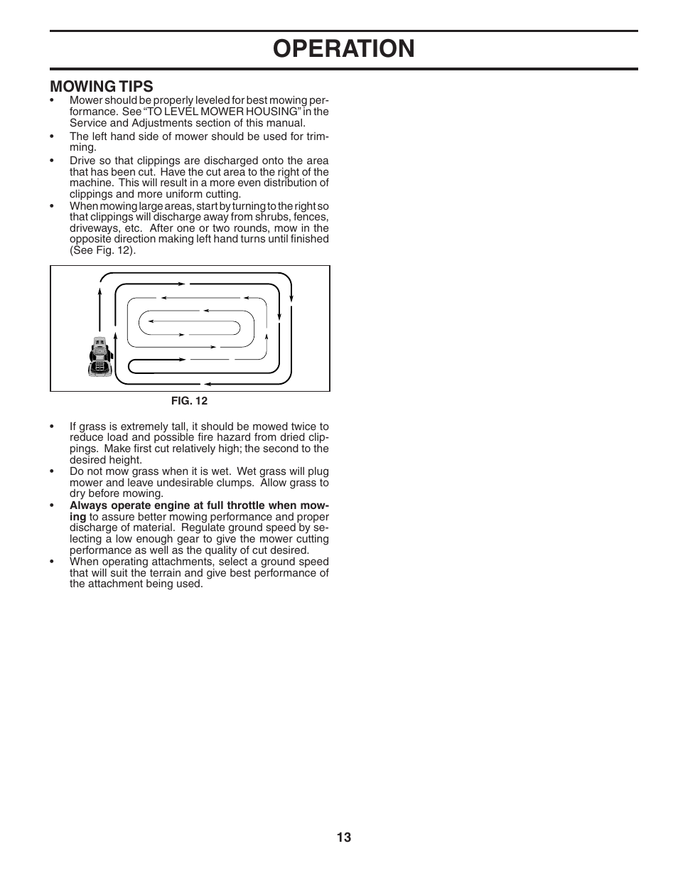 Operation, Mowing tips | Poulan 402557 User Manual | Page 13 / 30