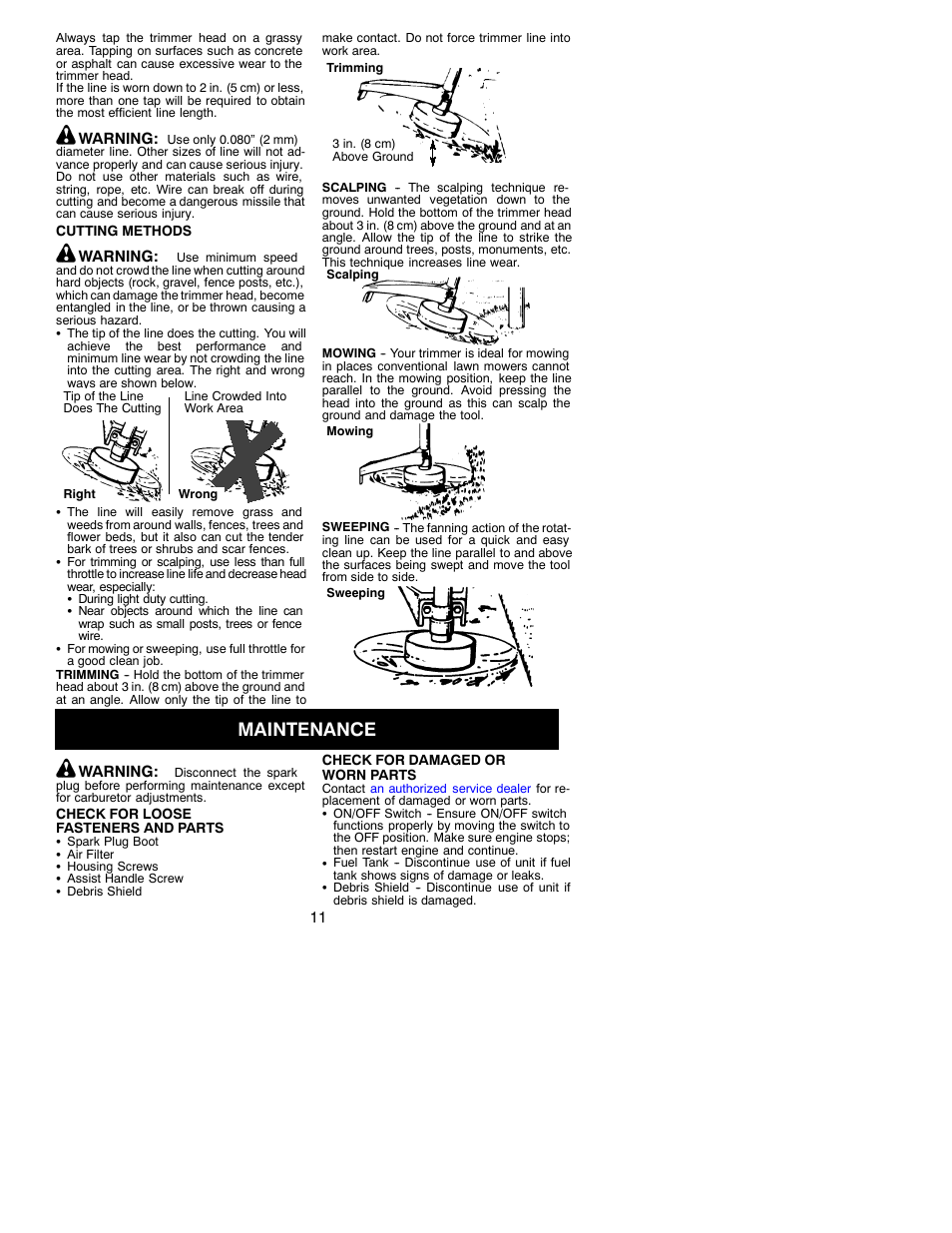 Maintenance | Poulan 530088155 User Manual | Page 11 / 16