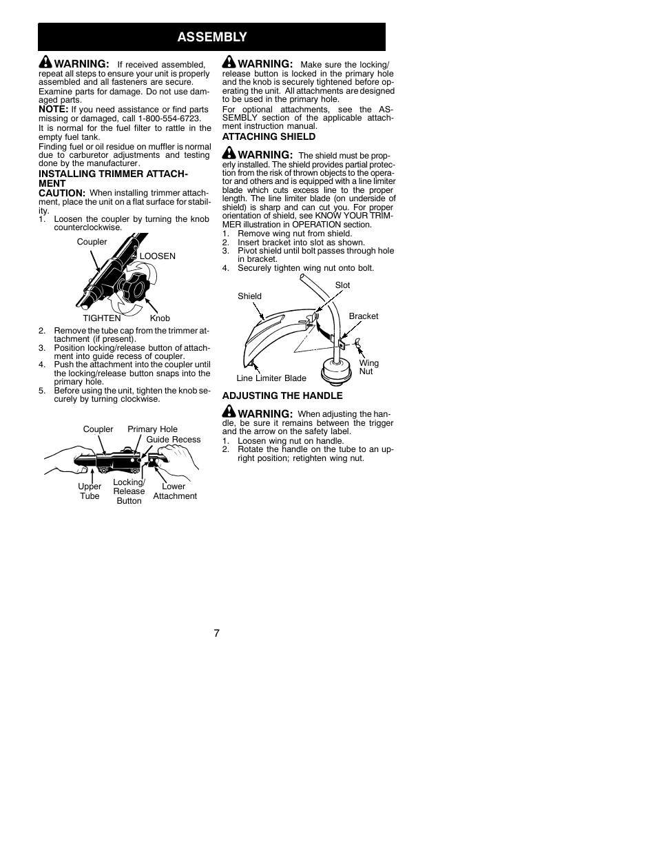 Assembly | Poulan 530088155 User Manual | Page 7 / 16