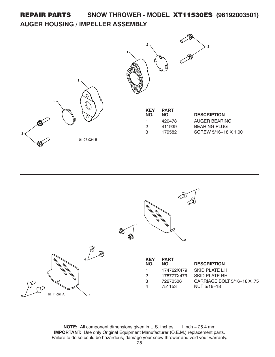 Poulan Pro XT11530ES SNOW THROWER User Manual | Page 25 / 44