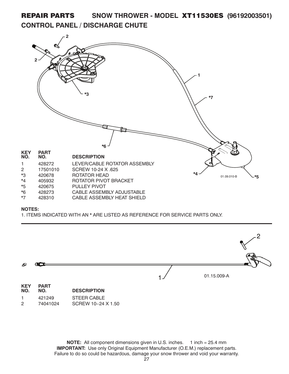 Poulan Pro XT11530ES SNOW THROWER User Manual | Page 27 / 44