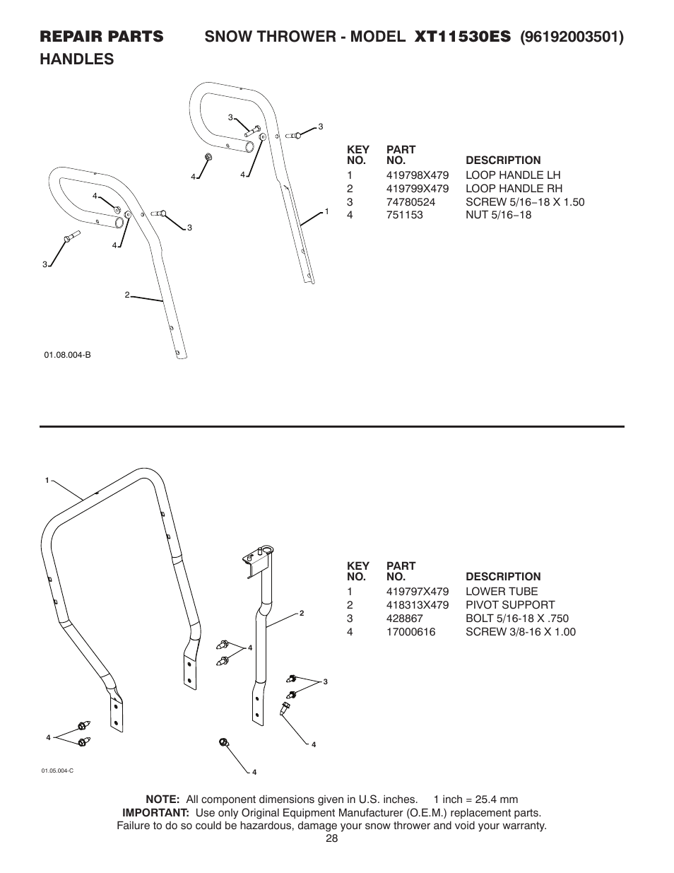 Poulan Pro XT11530ES SNOW THROWER User Manual | Page 28 / 44