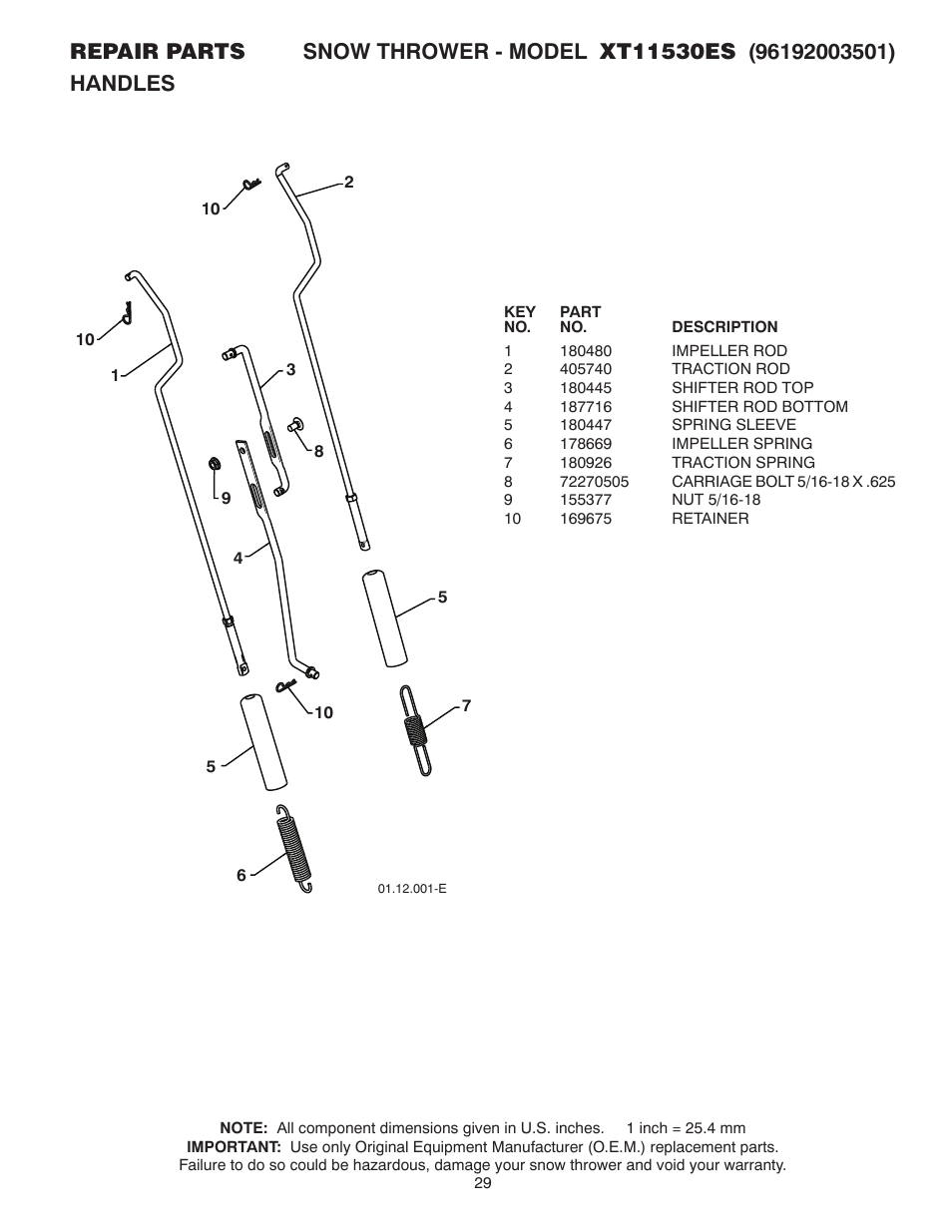 Poulan Pro XT11530ES SNOW THROWER User Manual | Page 29 / 44