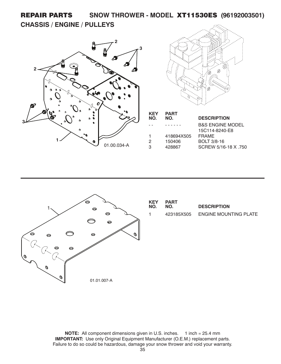 Poulan Pro XT11530ES SNOW THROWER User Manual | Page 35 / 44