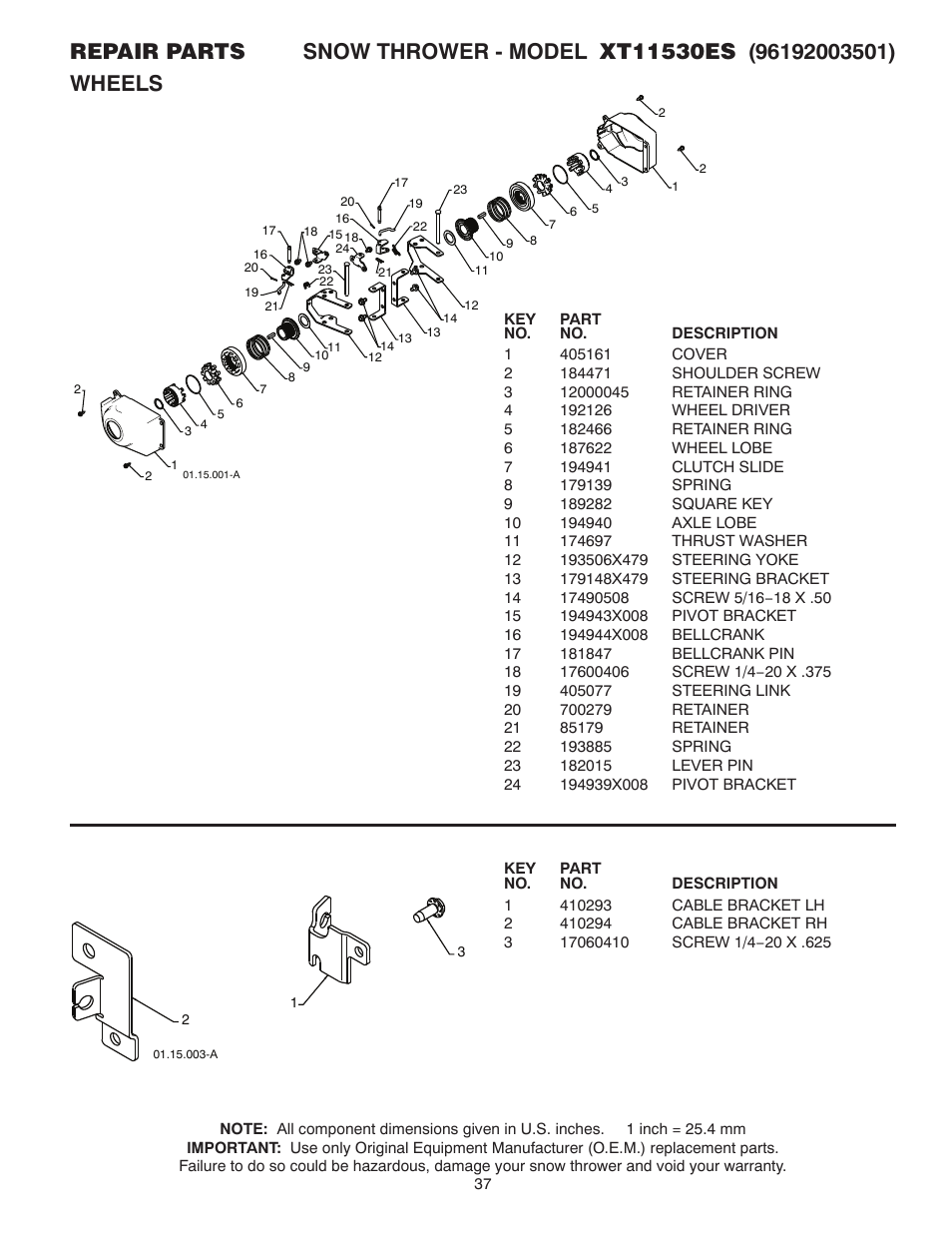 Poulan Pro XT11530ES SNOW THROWER User Manual | Page 37 / 44