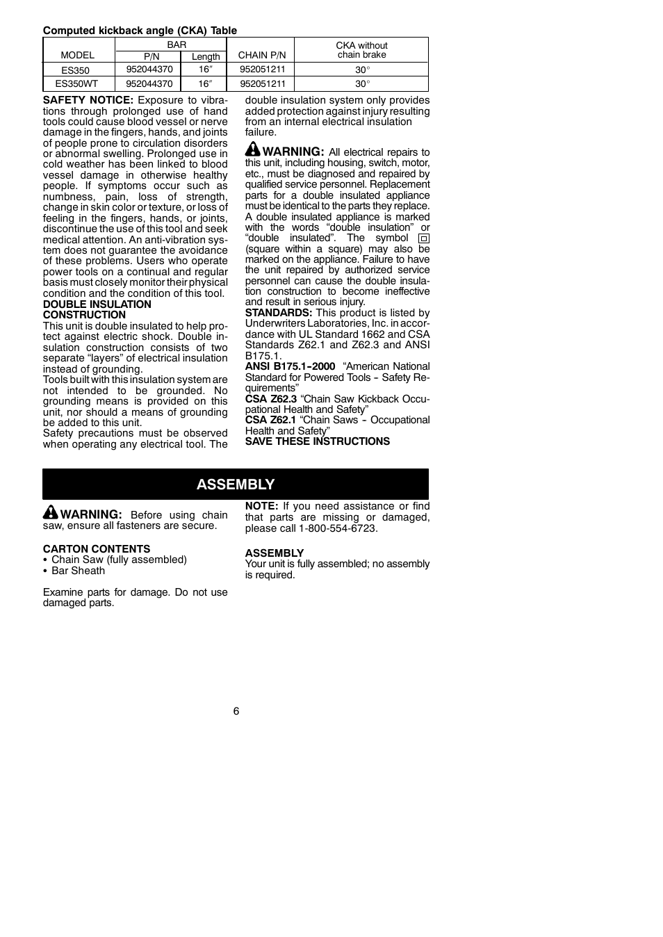 Assembly | Poulan 545146939 User Manual | Page 6 / 16