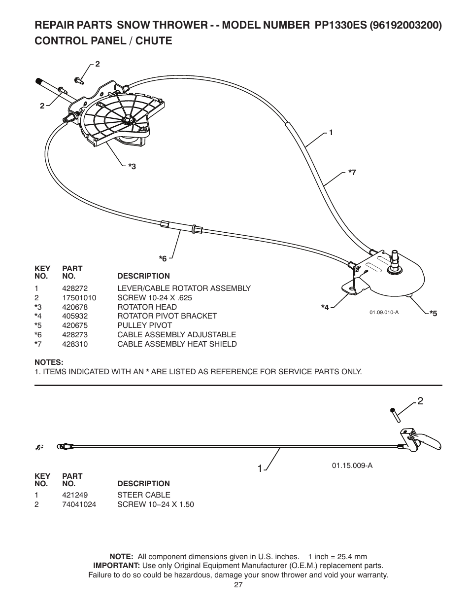 Poulan Pro PP1330ES SNOW THROWER User Manual | Page 27 / 40