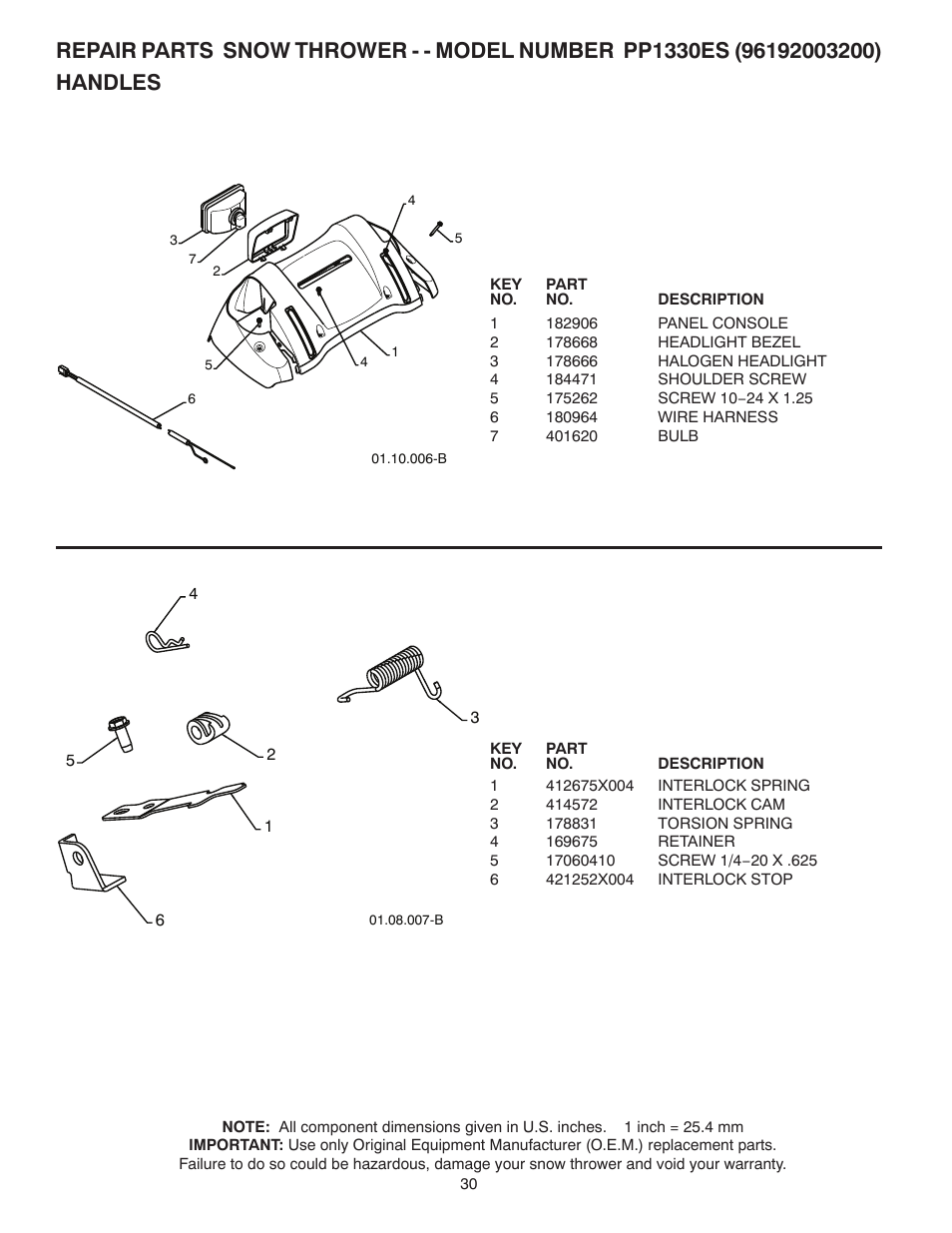 Poulan Pro PP1330ES SNOW THROWER User Manual | Page 30 / 40