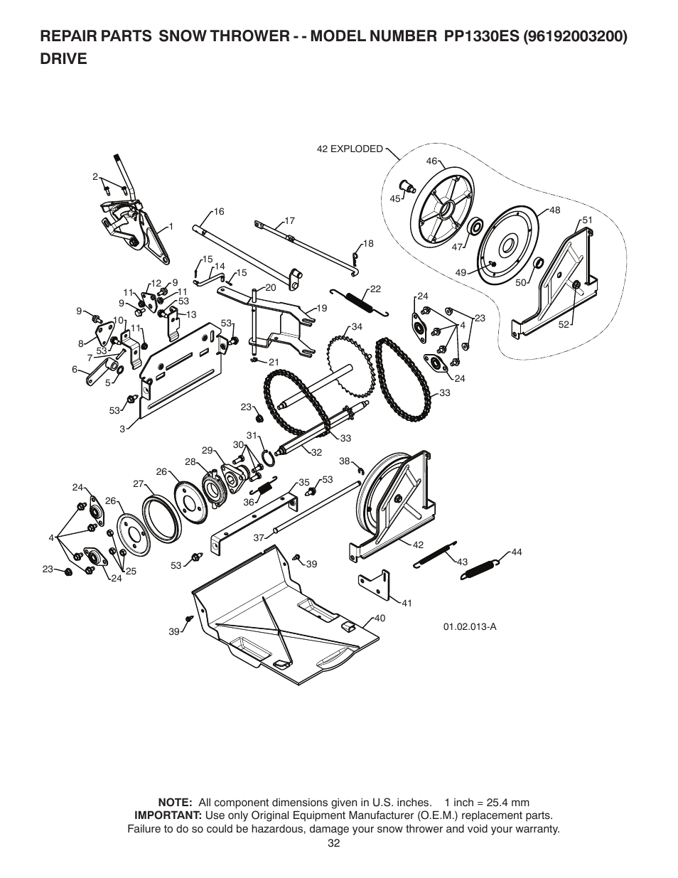 Poulan Pro PP1330ES SNOW THROWER User Manual | Page 32 / 40