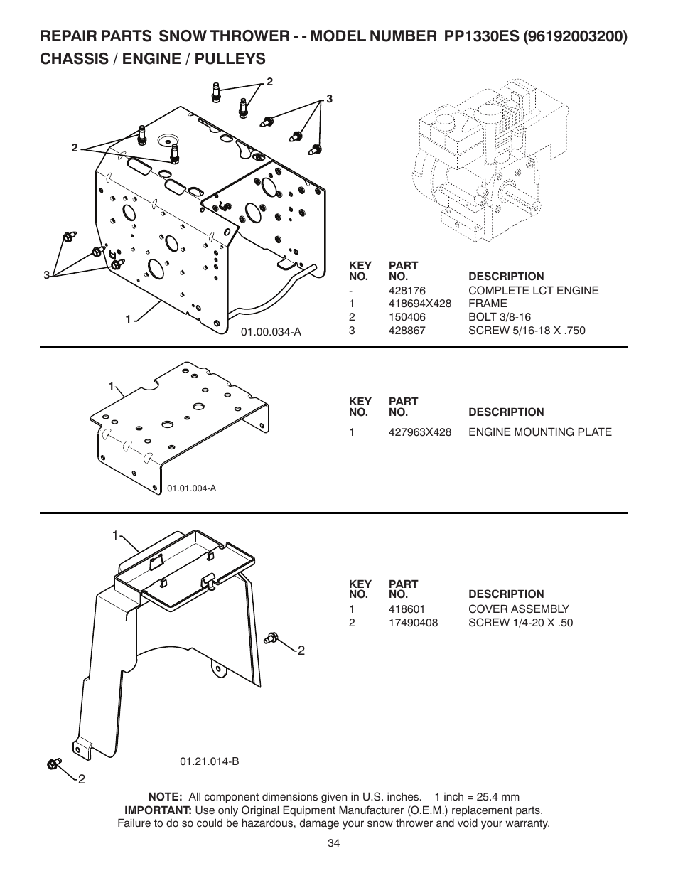 Poulan Pro PP1330ES SNOW THROWER User Manual | Page 34 / 40