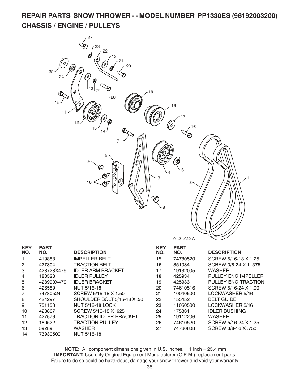 Poulan Pro PP1330ES SNOW THROWER User Manual | Page 35 / 40