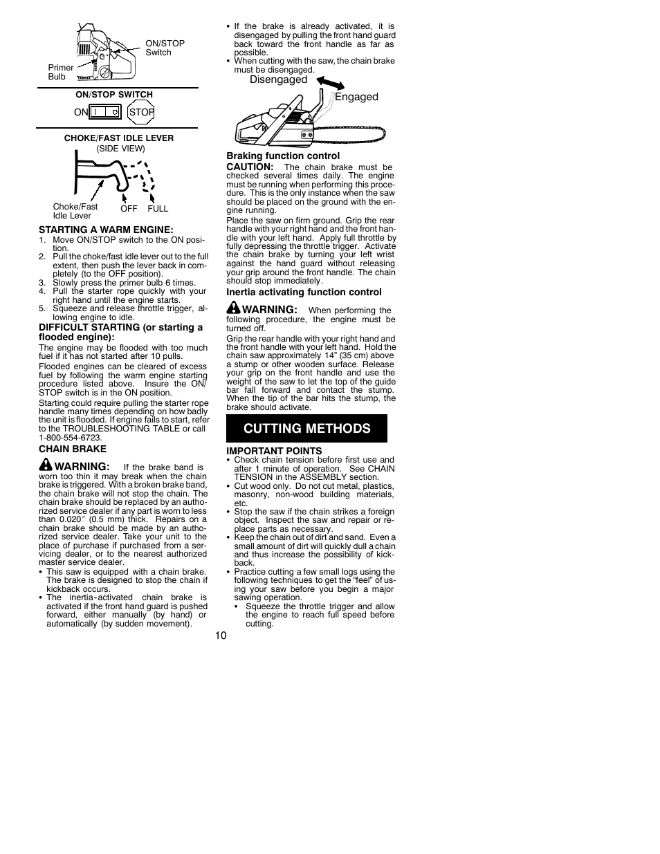 Cutting methods | Poulan 530088311 User Manual | Page 10 / 17