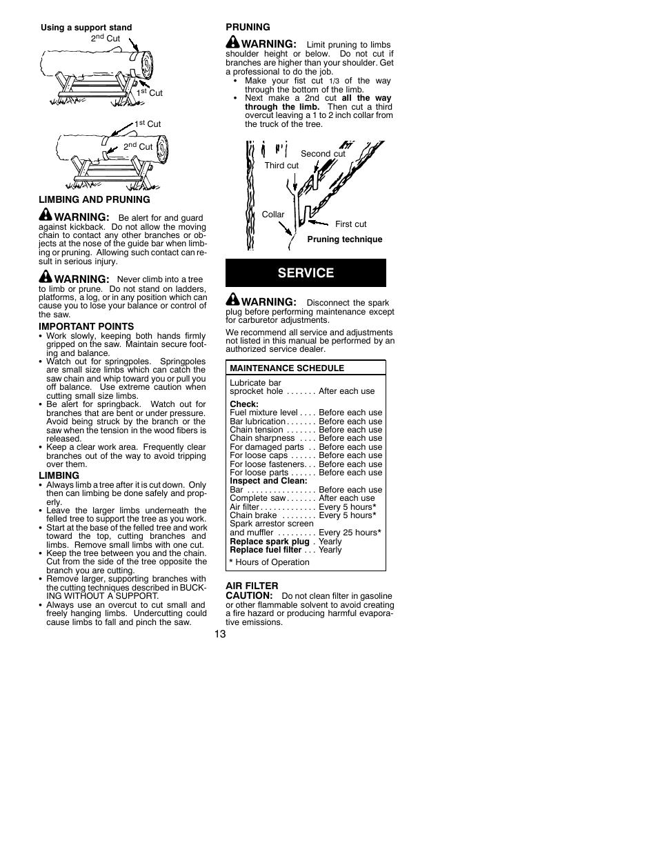 Service | Poulan 530088311 User Manual | Page 13 / 17