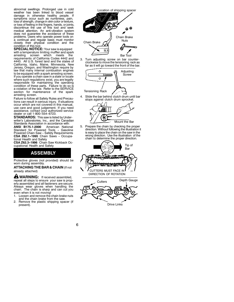 Assembly | Poulan 530088311 User Manual | Page 6 / 17