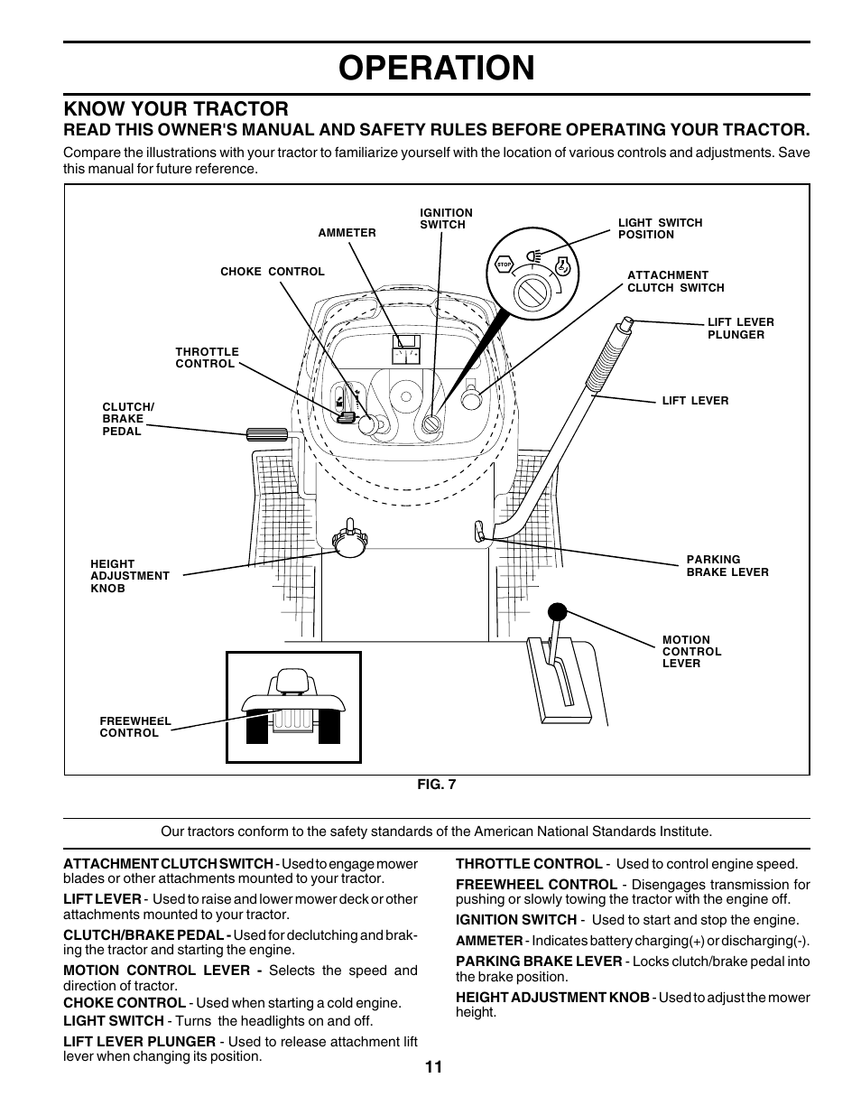 Operation, Know your tractor | Poulan 178493 User Manual | Page 11 / 52
