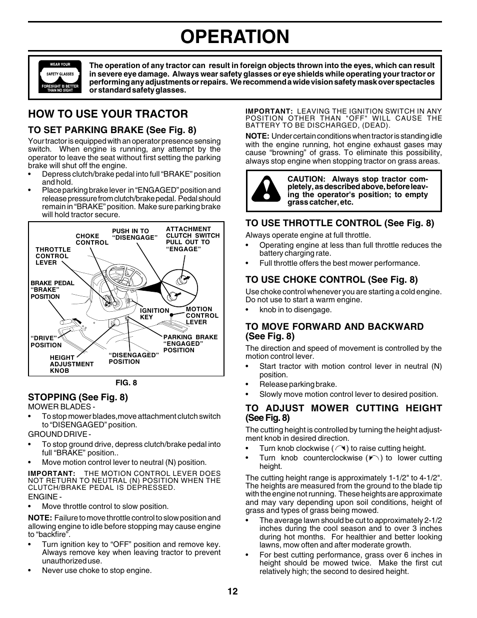 Operation, How to use your tractor | Poulan 178493 User Manual | Page 12 / 52