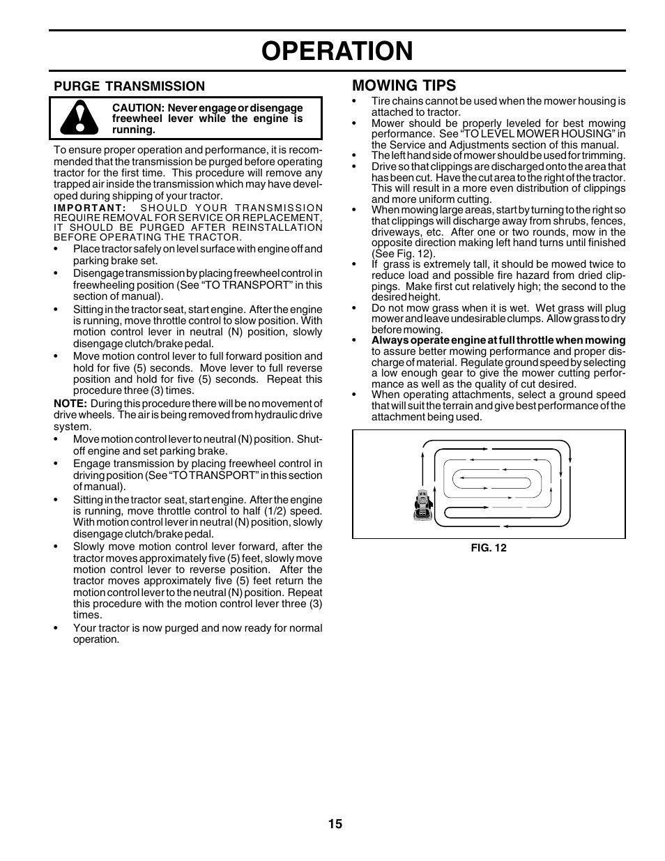 Operation, Mowing tips | Poulan 178493 User Manual | Page 15 / 52