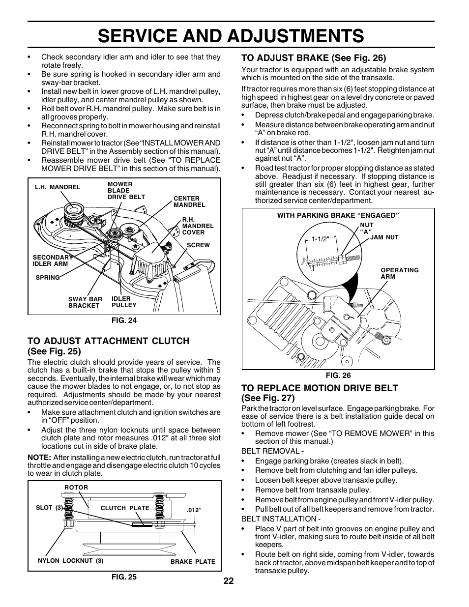 Service and adjustments | Poulan 178493 User Manual | Page 22 / 52