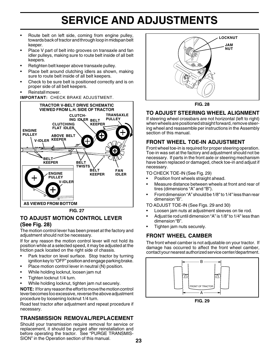 Service and adjustments | Poulan 178493 User Manual | Page 23 / 52