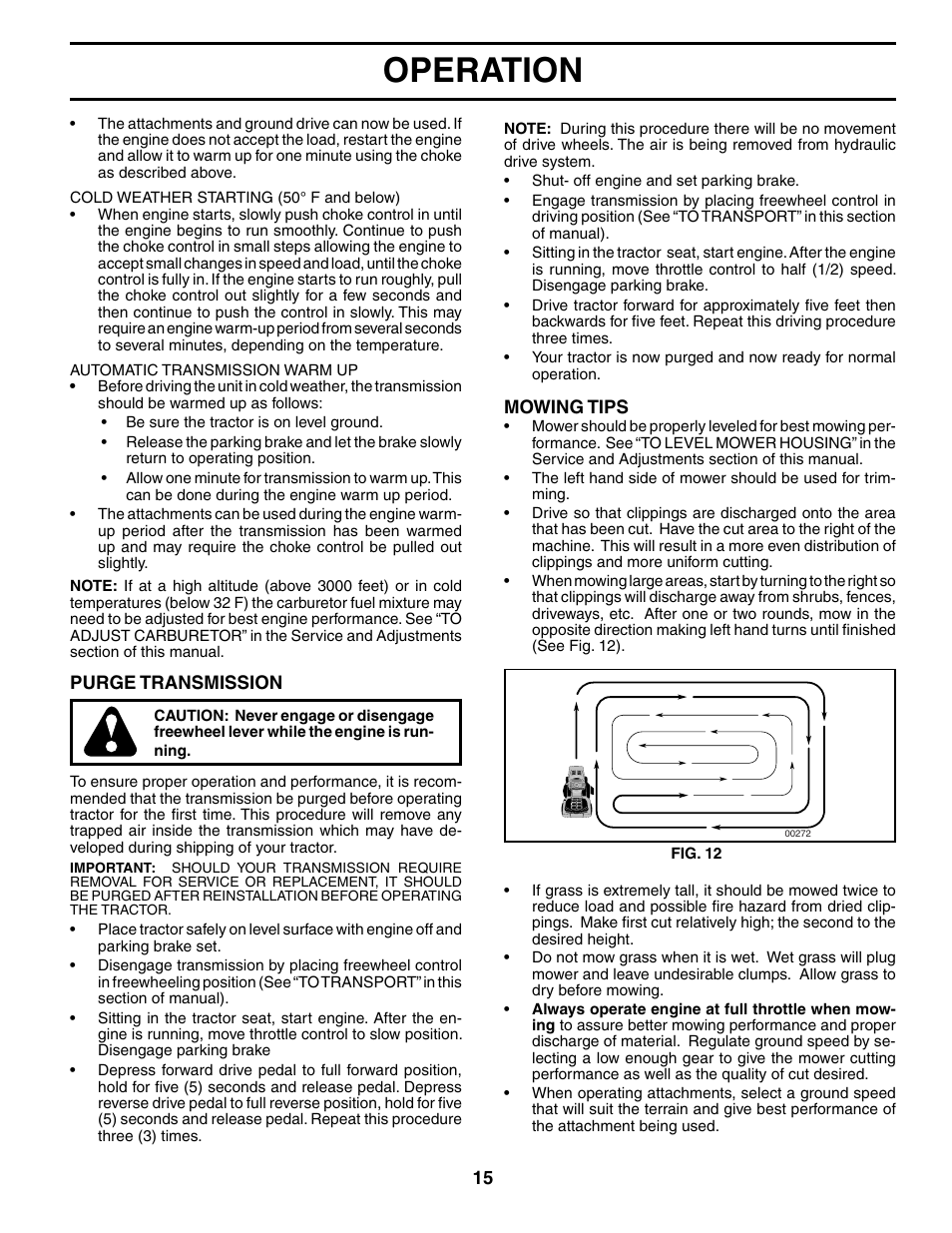 Operation | Poulan 186666 User Manual | Page 15 / 48