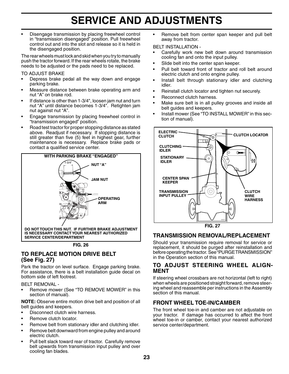 Service and adjustments | Poulan 186666 User Manual | Page 23 / 48
