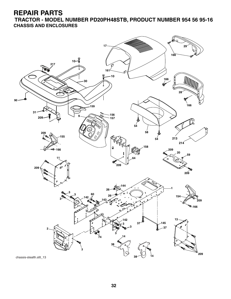 Repair parts, Chassis and enclosures | Poulan 186666 User Manual | Page 32 / 48