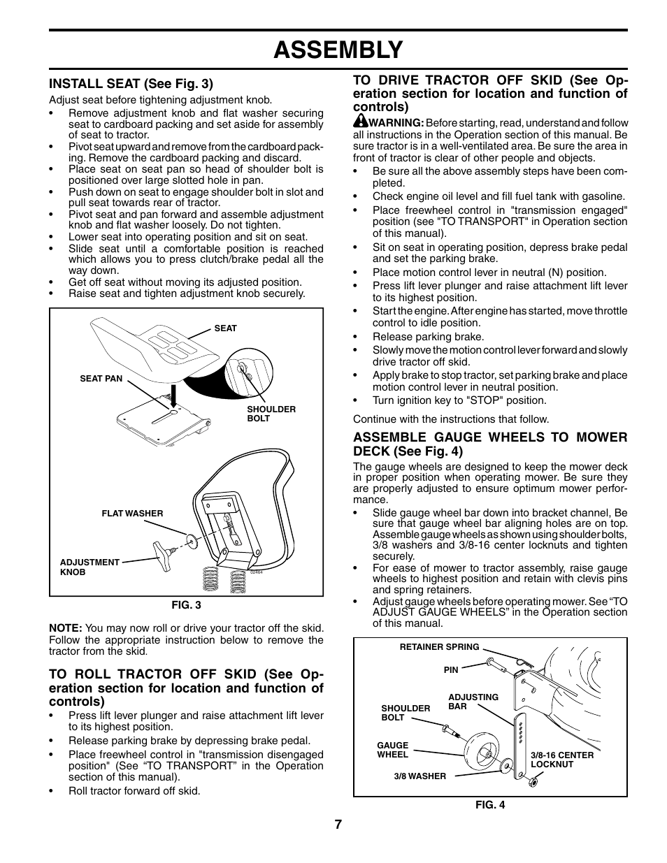 Assembly | Poulan 186666 User Manual | Page 7 / 48