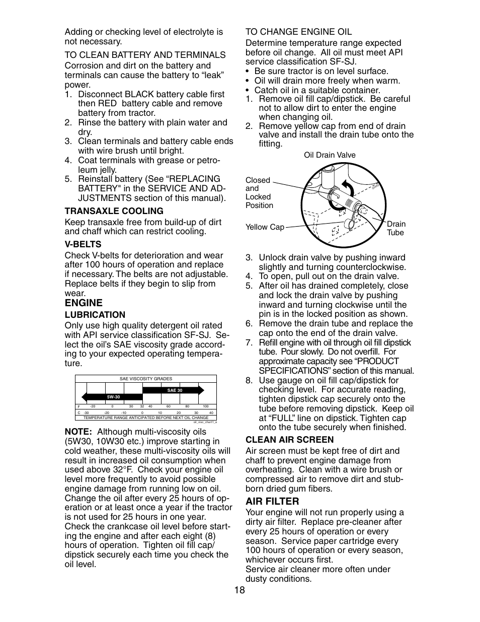 Engine, Air filter | Poulan 271190 User Manual | Page 18 / 48