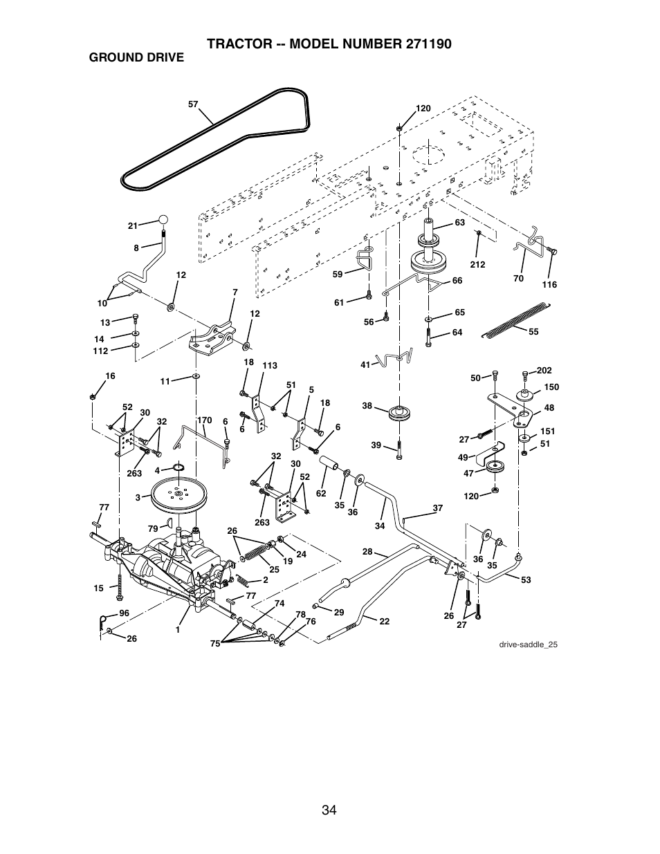 Ground drive | Poulan 271190 User Manual | Page 34 / 48