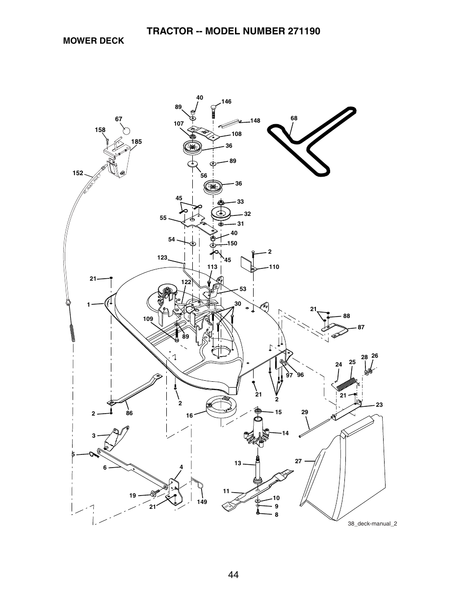 Mower deck | Poulan 271190 User Manual | Page 44 / 48