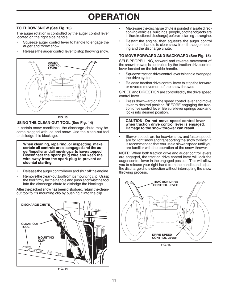 Operation | Poulan Pro PR827ES SNOW THROWER User Manual | Page 11 / 40
