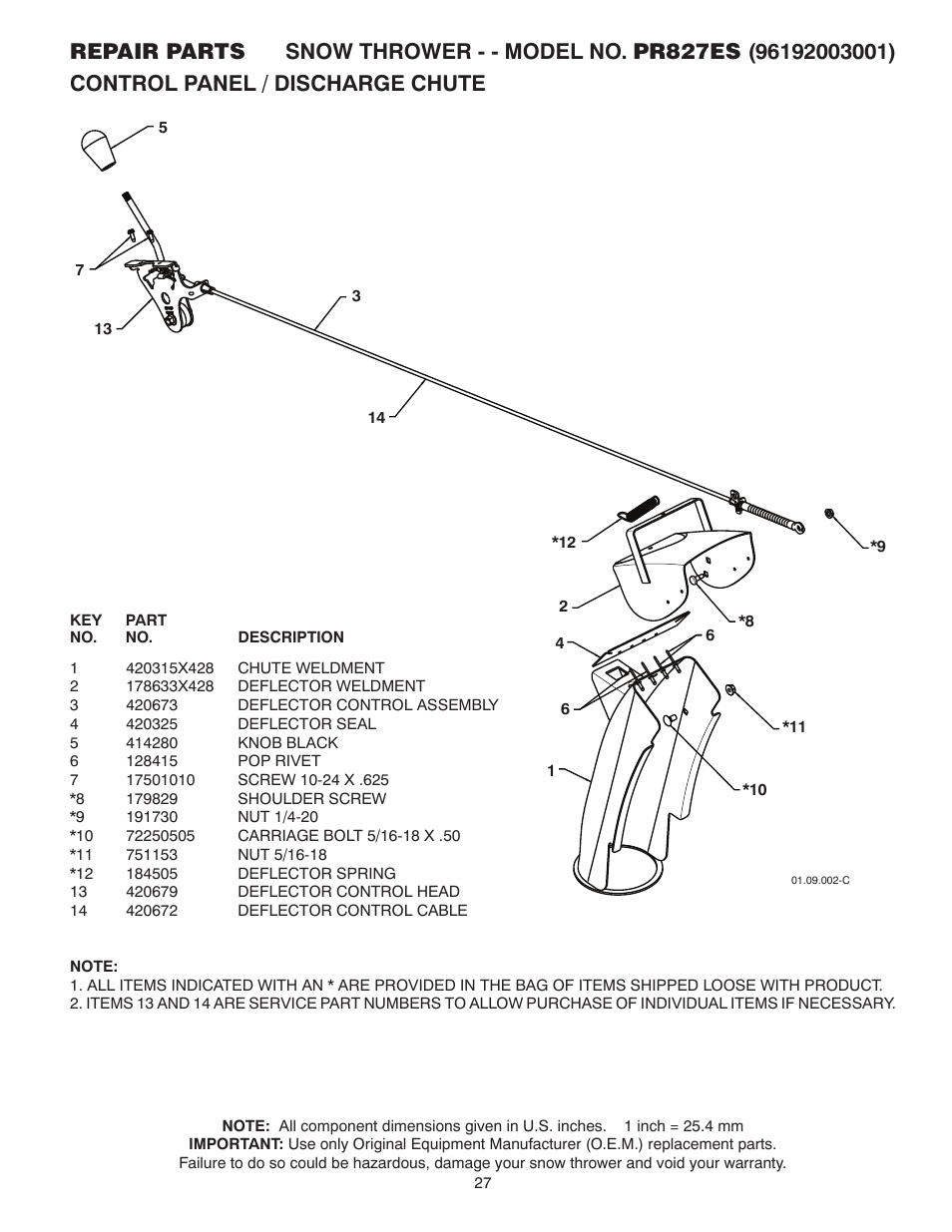 Poulan Pro PR827ES SNOW THROWER User Manual | Page 27 / 40