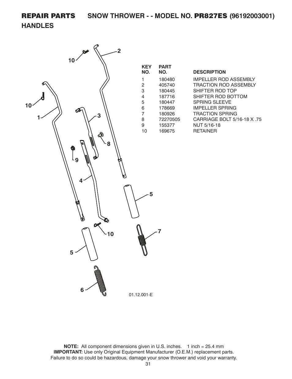 Poulan Pro PR827ES SNOW THROWER User Manual | Page 31 / 40