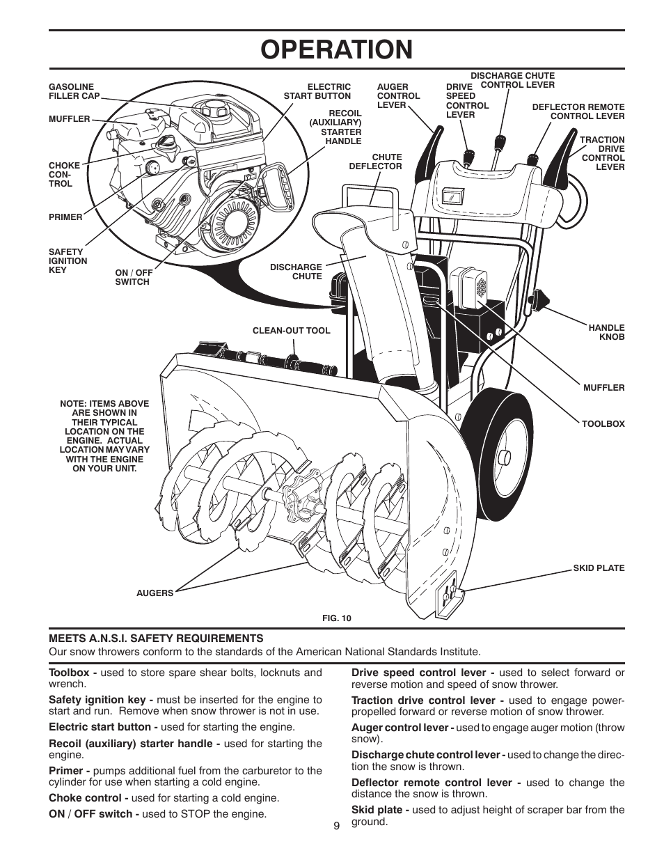 Operation | Poulan Pro PR827ES SNOW THROWER User Manual | Page 9 / 40