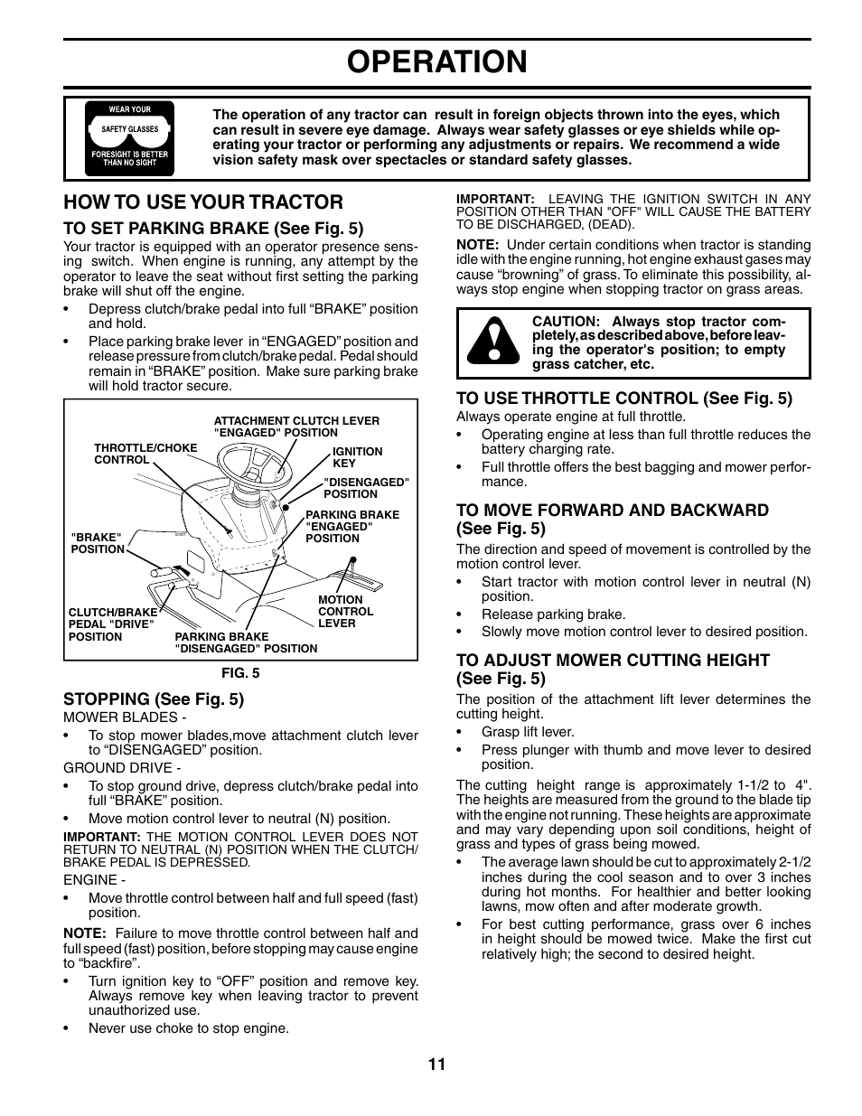 Operation, How to use your tractor | Poulan 197022 User Manual | Page 11 / 30