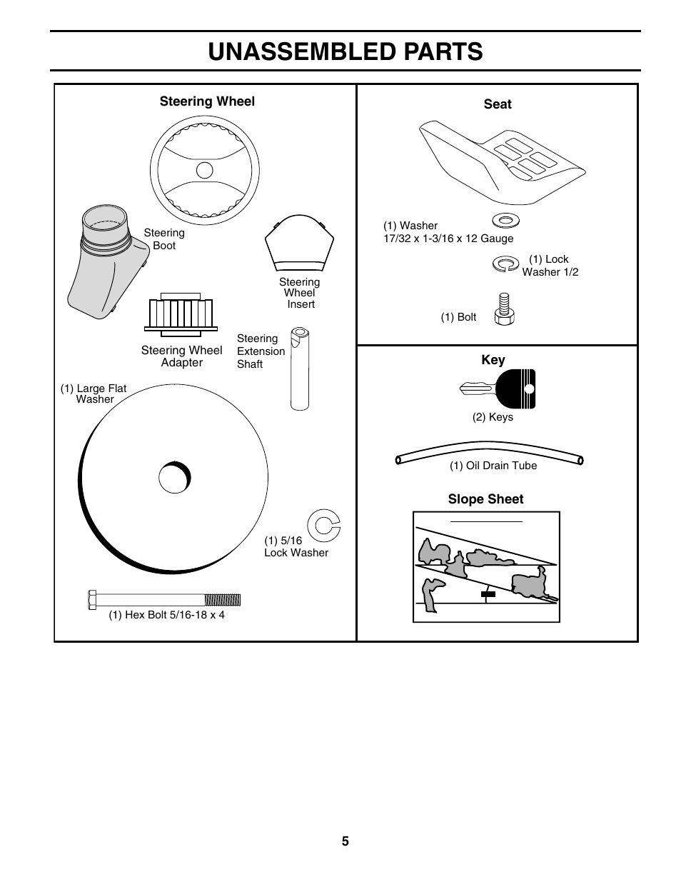 Unassembled parts | Poulan 197022 User Manual | Page 5 / 30