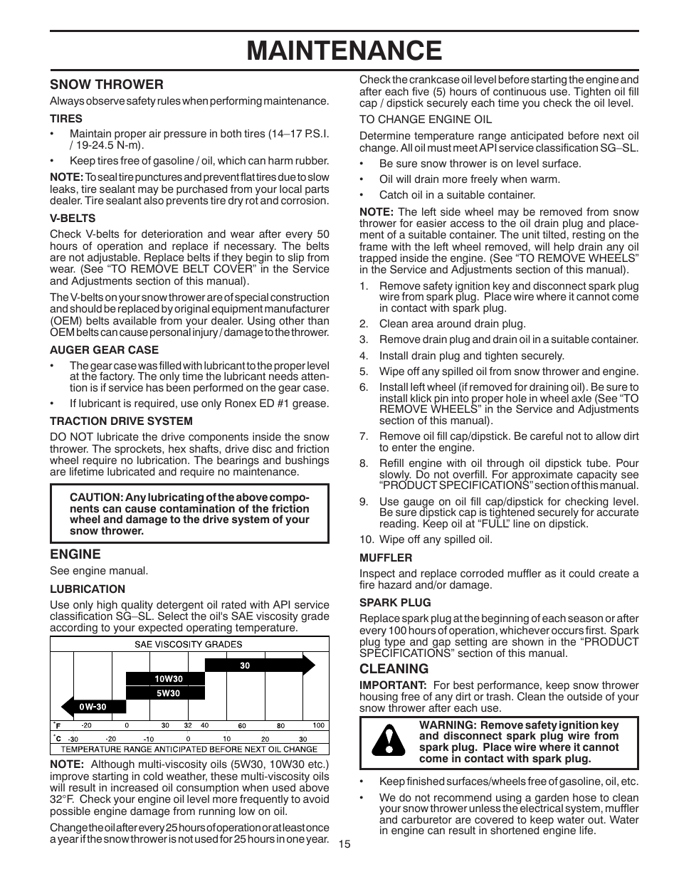 Maintenance | Poulan 421064 User Manual | Page 15 / 40